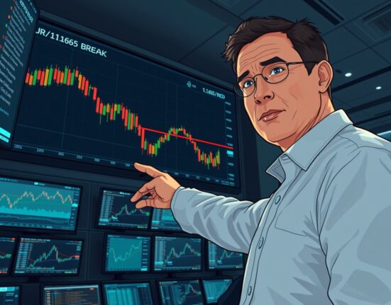 EUR/USD downside risk analysis showing 1.1665 break level on trading chart