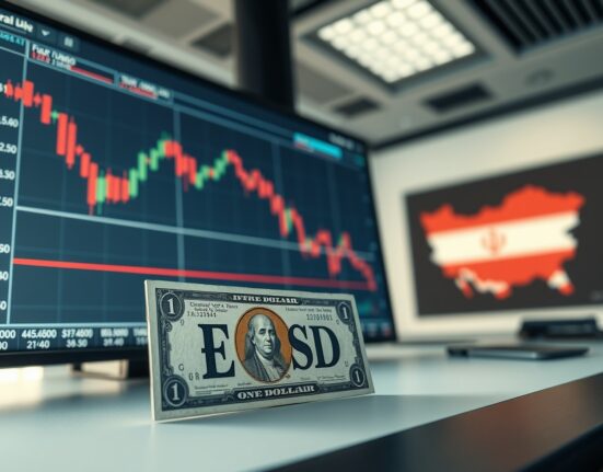 EUR/USD drops as strong US data and Iran impasse lift Dollar bids, shown on a trading screen with US banknote.