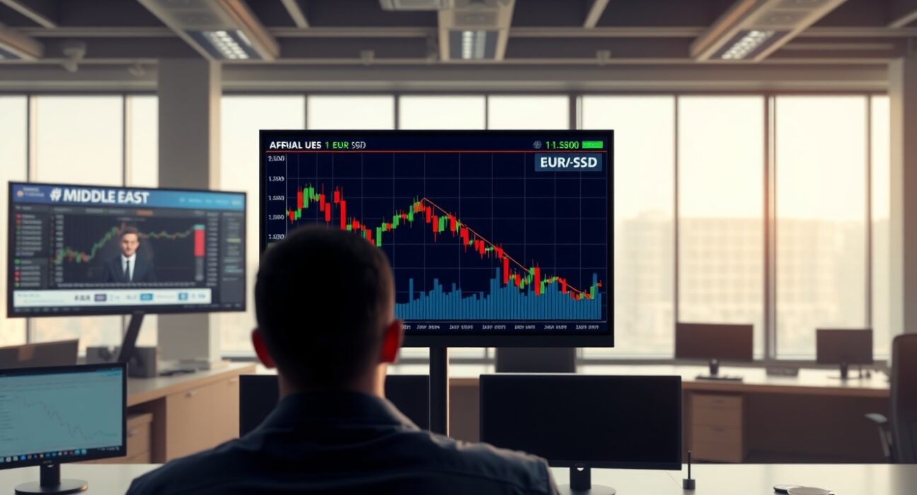 EUR/USD forex chart analysis showing decline amid US jobs data and geopolitical tensions.