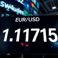 EUR/USD currency pair price display showing a slight decline below 1.1720 on a trading screen
