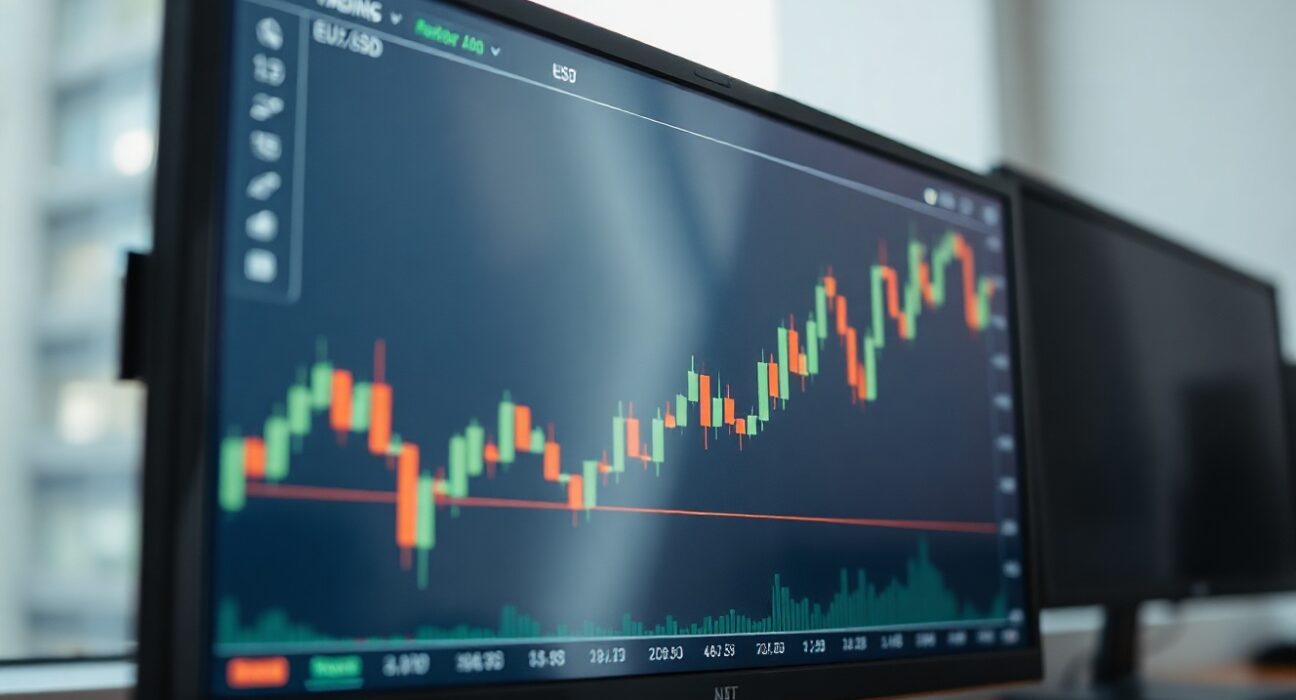 EUR/USD chart showing upward momentum on a trading screen