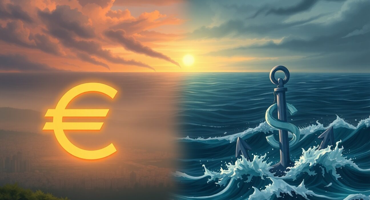 EUR/USD currency pair analysis showing US dollar strength versus euro during geopolitical risk and high inflation.