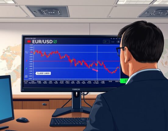 EUR/USD currency chart showing decline below 1.1800 amid US-Iran geopolitical developments.