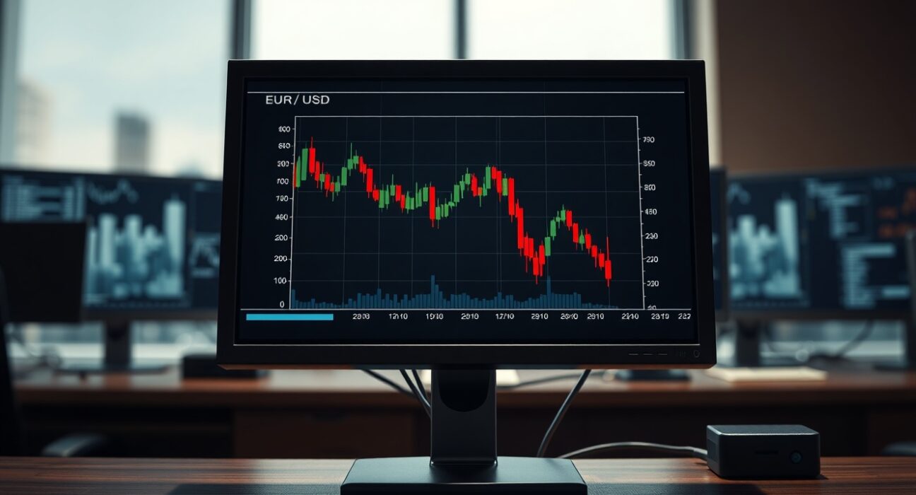 EUR/USD currency chart showing decline after failed US-Iran diplomatic negotiations