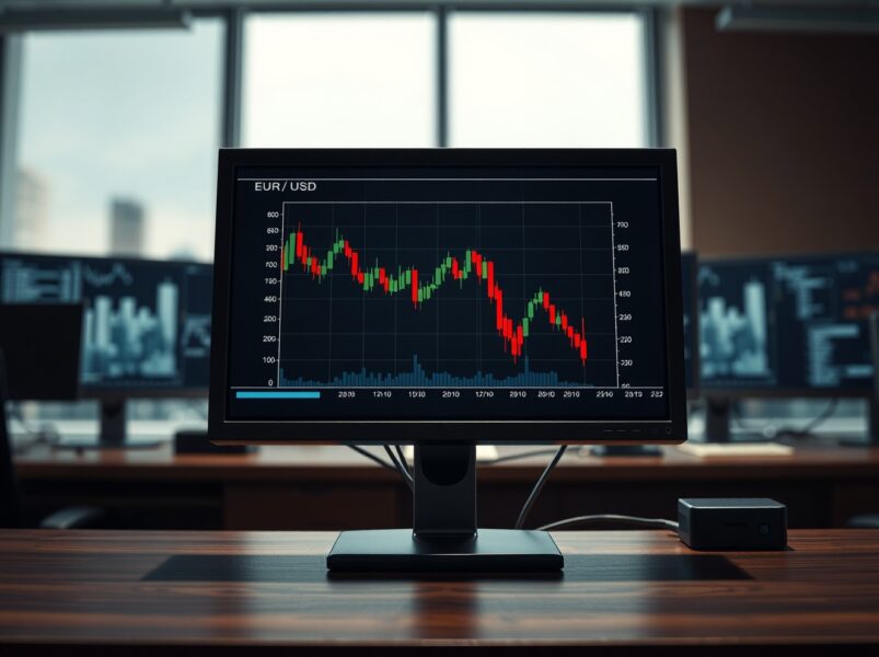 EUR/USD currency chart showing decline after failed US-Iran diplomatic negotiations