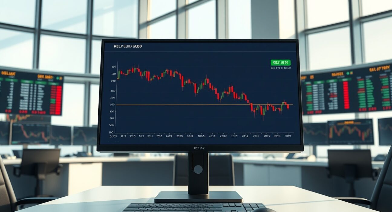 EUR/USD forex chart declining after the Federal Reserve's 2025 hawkish monetary policy announcement.