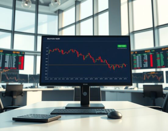 EUR/USD forex chart declining after the Federal Reserve's 2025 hawkish monetary policy announcement.