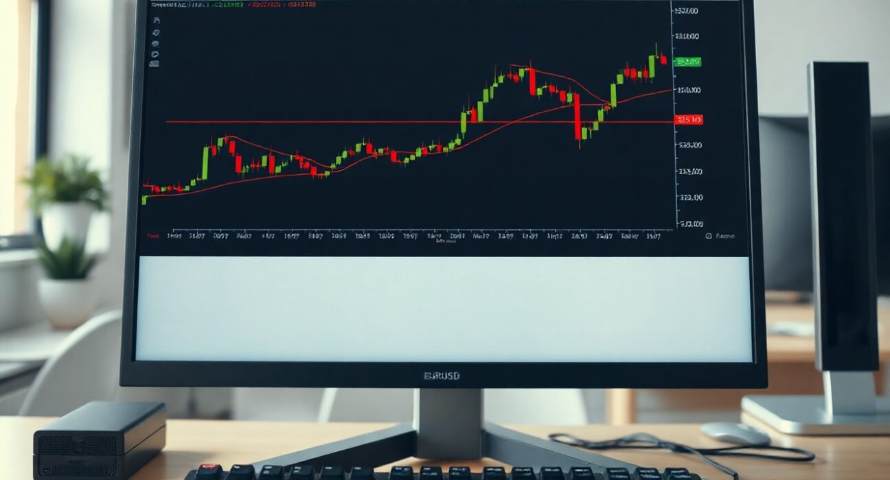 EUR/USD chart with 100-day simple moving average resistance on a trading screen