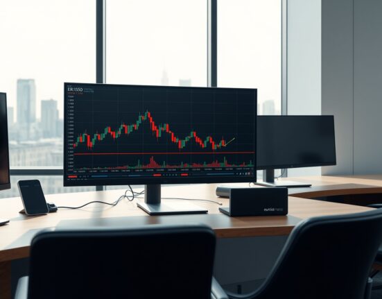 EUR/USD price chart analysis showing the 1.1650 resistance level and nine-day EMA on a professional trading desk.