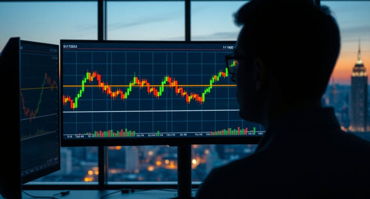 EUR/USD price forecast: Daily chart showing the pair hovering near the 50-day EMA at the 1.1700 level on a trading monitor.