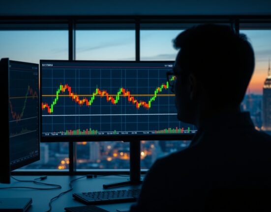 EUR/USD price forecast: Daily chart showing the pair hovering near the 50-day EMA at the 1.1700 level on a trading monitor.