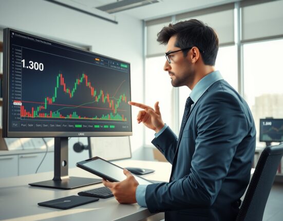Financial analyst reviewing EUR/USD technical chart showing the critical 1.150 support level in forex market analysis.