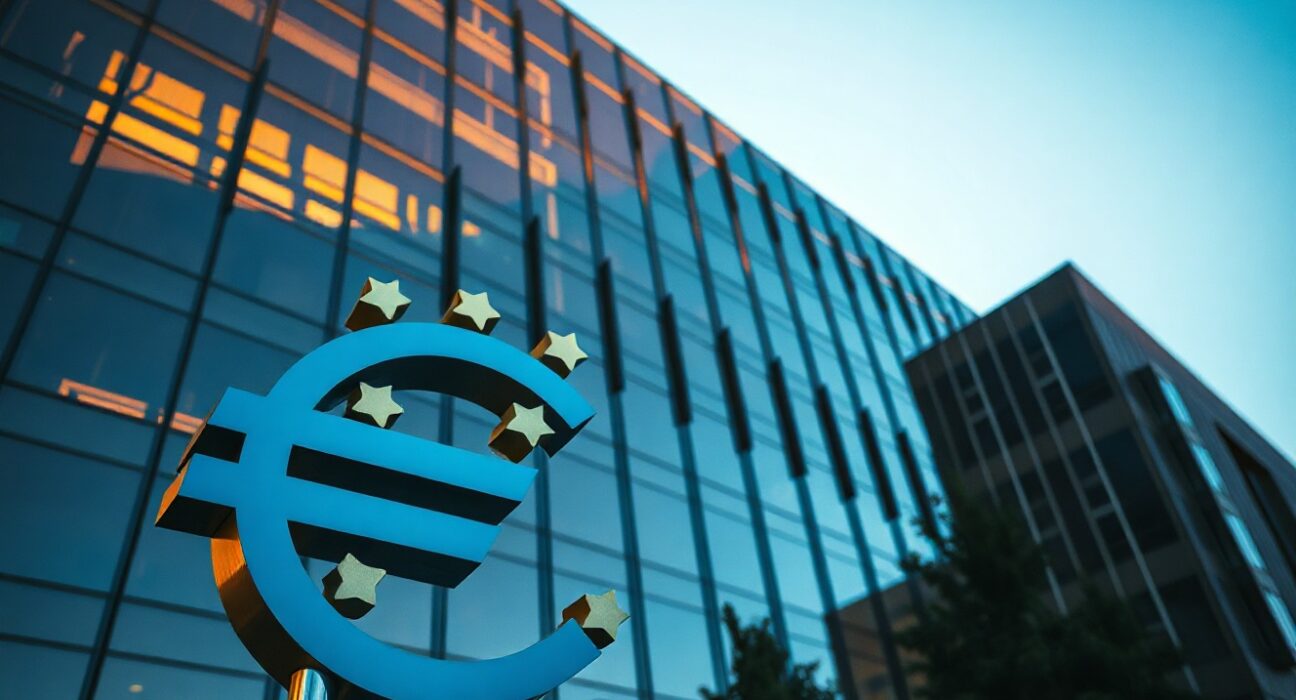 European Central Bank building in Frankfurt, symbolizing monetary policy and EUR/USD forecast.
