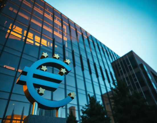 European Central Bank building in Frankfurt, symbolizing monetary policy and EUR/USD forecast.