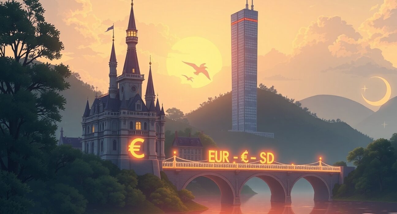 EUR/USD technical analysis showing critical support test at 1.1850 level with nine-day EMA indicator