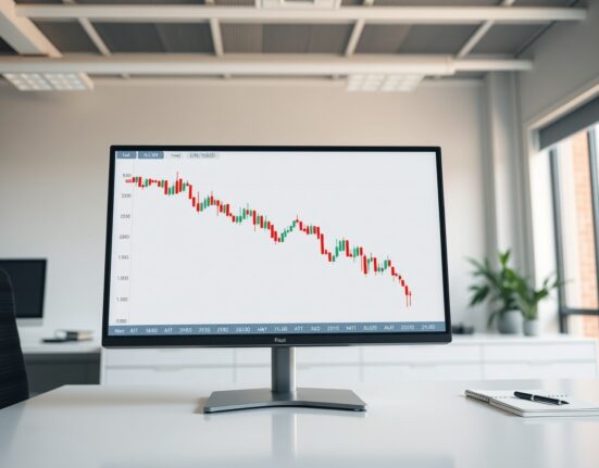 EUR/USD price forecast analysis showing the currency pair's decline on a professional trading desk monitor.