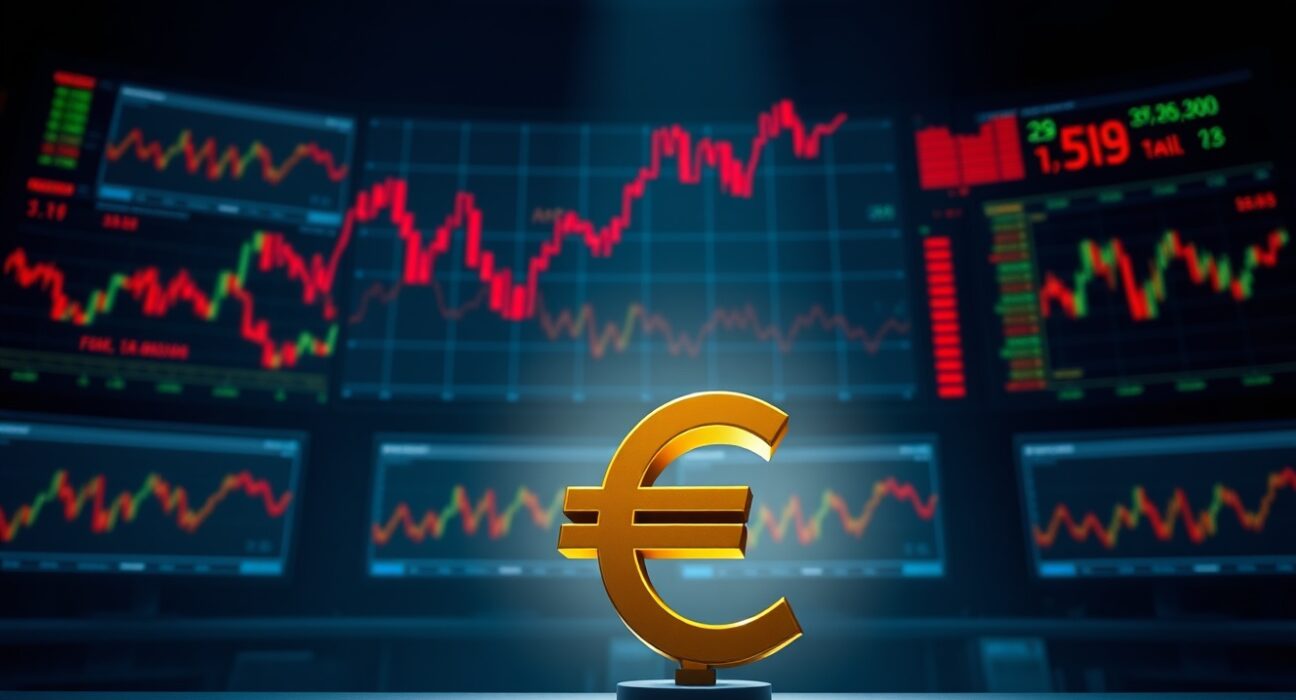 EUR/USD bearish chart showing downward trend on a trading screen