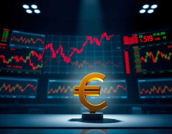 EUR/USD bearish chart showing downward trend on a trading screen