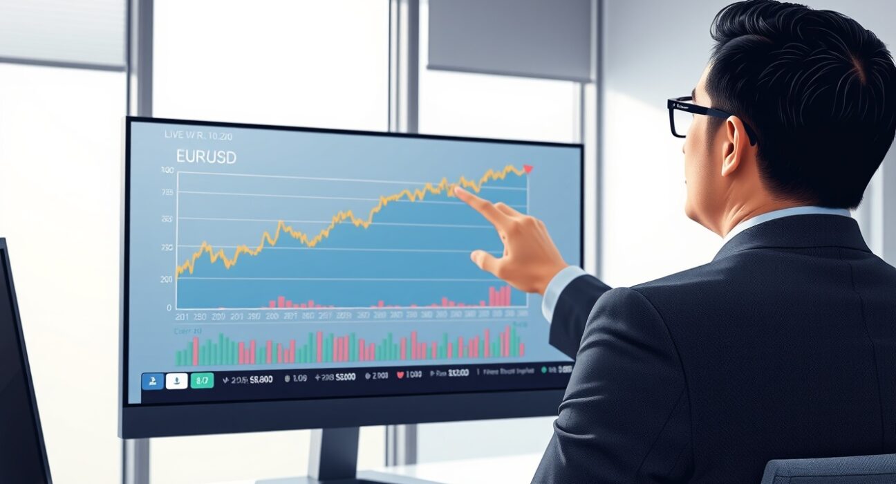 Financial analyst reviews EUR/USD chart forecasting a rise to 1.20, Societe Generale prediction.