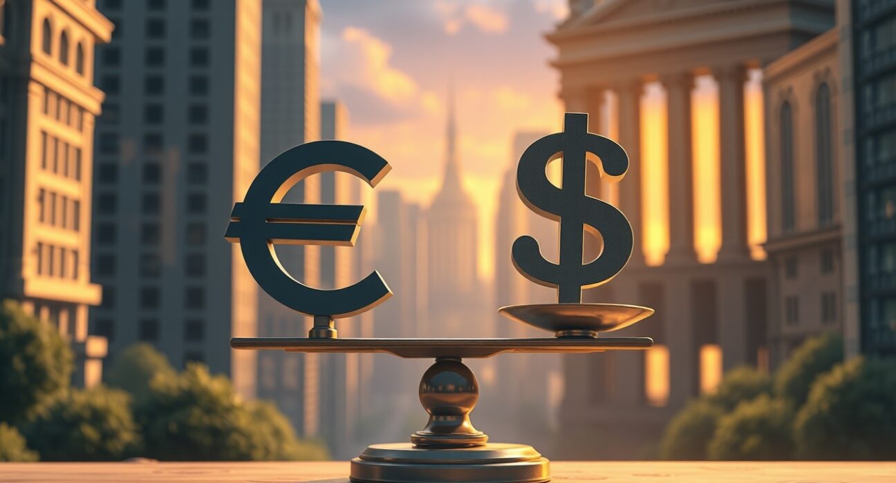 EUR/USD forecast analysis showing balanced currency risks according to UBS research