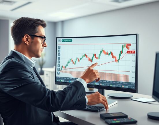 Financial analyst examining EUR/USD price chart highlighting key support levels for forex traders.