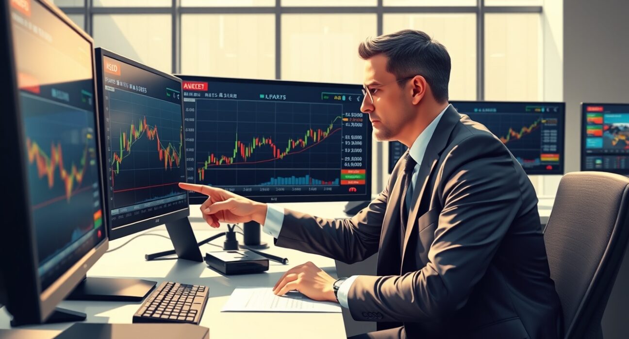 Financial analyst examines EUR/USD charts and geopolitical data for Commerzbank currency forecast