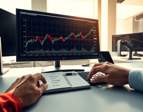 EUR/USD forex chart showing gains as traders monitor US CPI data and US-Iran negotiations.