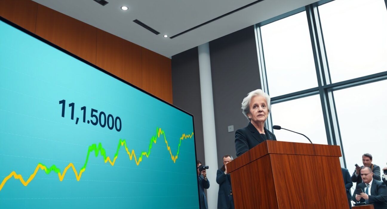 EUR/USD gathers strength above 1.1700 as ECB keeps rates steady, showing a live chart and ECB press conference.