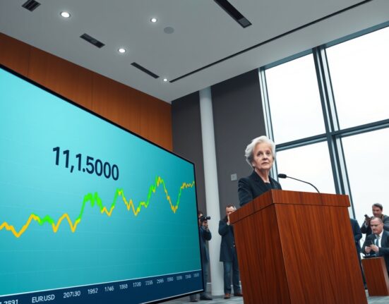 EUR/USD gathers strength above 1.1700 as ECB keeps rates steady, showing a live chart and ECB press conference.