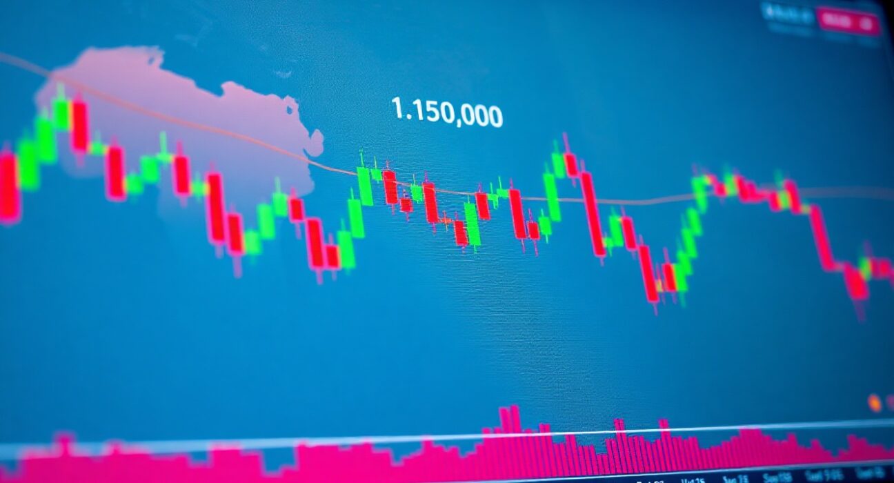 EUR/USD trading chart hovering above 1.1700 with geopolitical map background