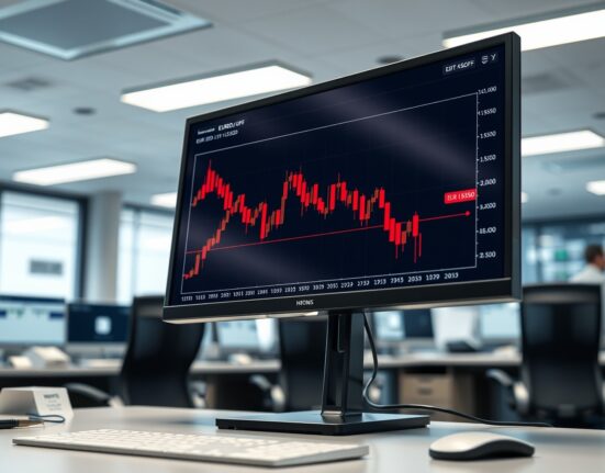 Forex trading screen showing EUR/USD chart analysis during risk-off market sentiment.