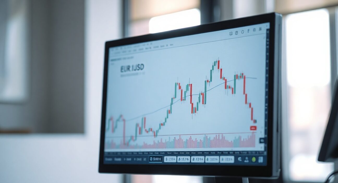EUR/USD currency pair chart on trading screen near 1.1550 level