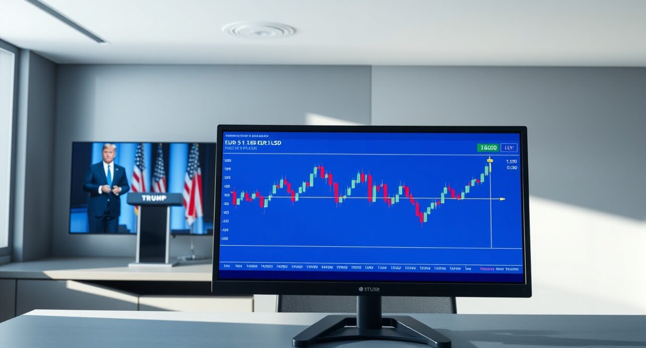 EUR/USD forex chart analysis ahead of Trump's speech impacting currency markets.