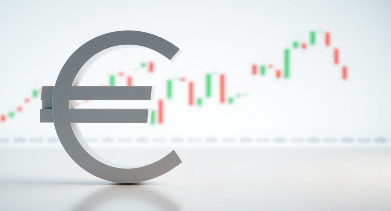 EUR/USD holds supported as Dollar softens ahead of central bank decisions, with a financial chart in the background.