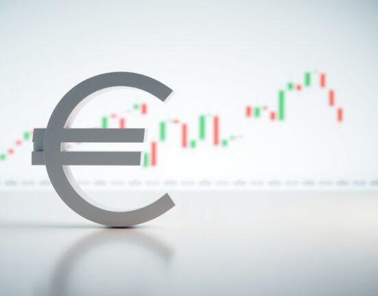 EUR/USD holds supported as Dollar softens ahead of central bank decisions, with a financial chart in the background.
