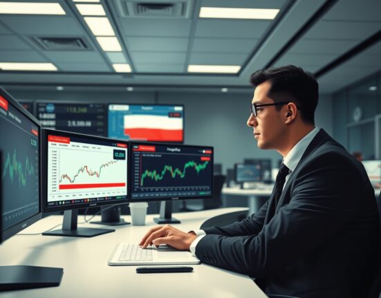 Financial analyst examining EUR/USD currency charts with Hungarian political news context for forex trading insights