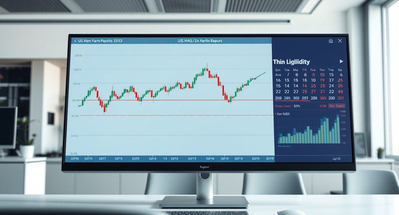 EUR/USD forex chart analysis showing limited reaction to US jobs data during holiday trading session.