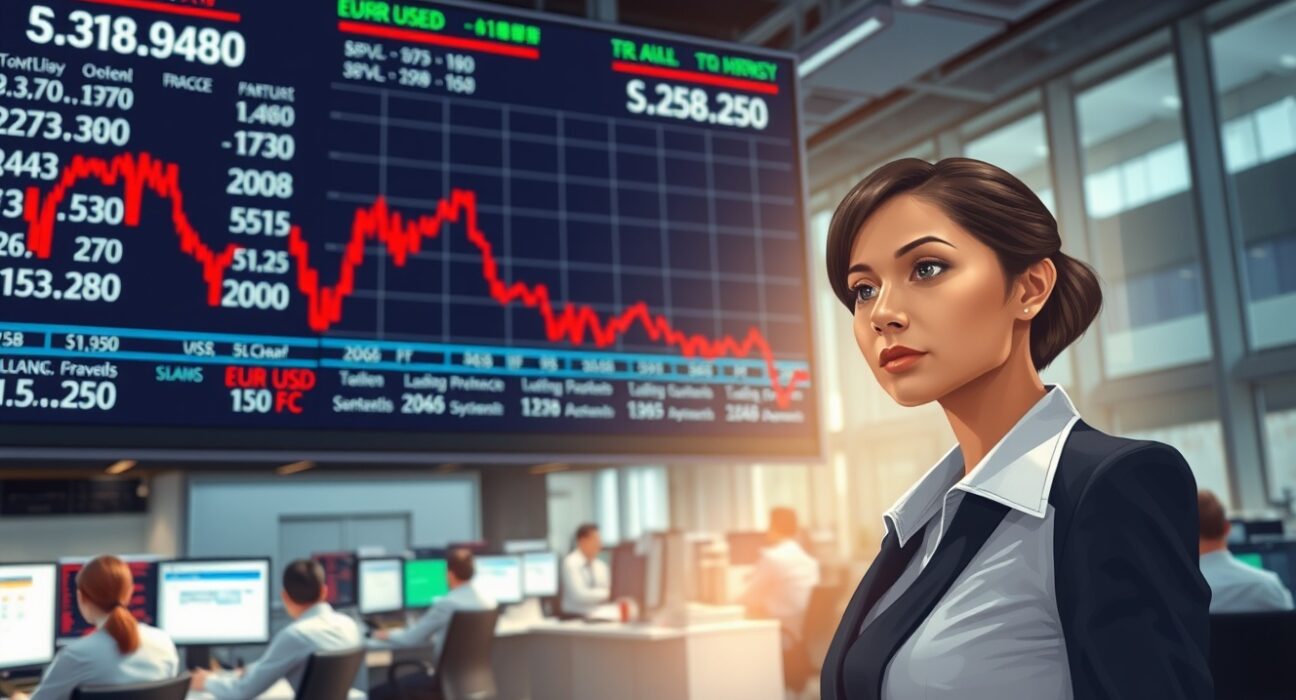 Forex trading floor analysis of EUR/USD decline during US-Iran conflict.