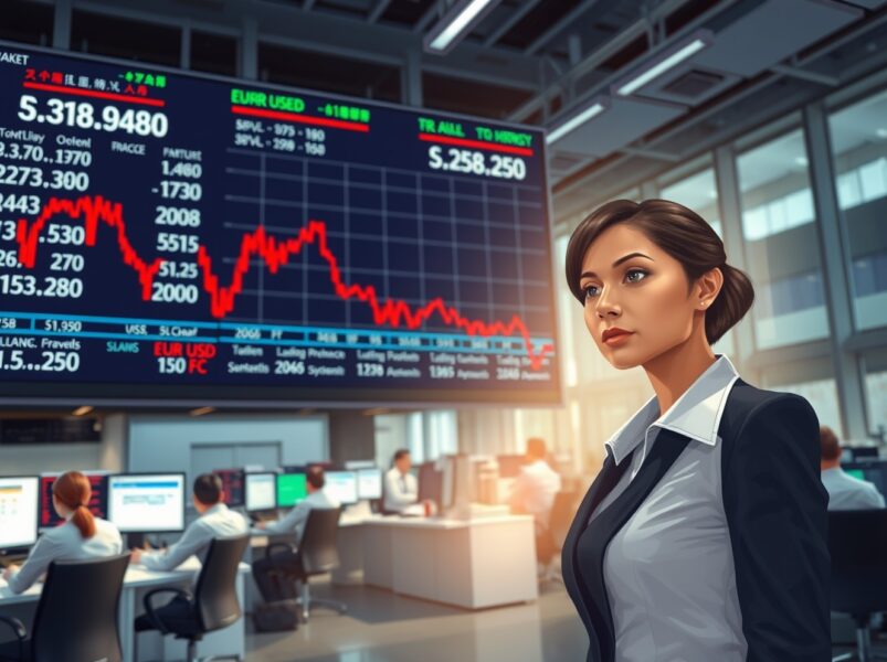 Forex trading floor analysis of EUR/USD decline during US-Iran conflict.