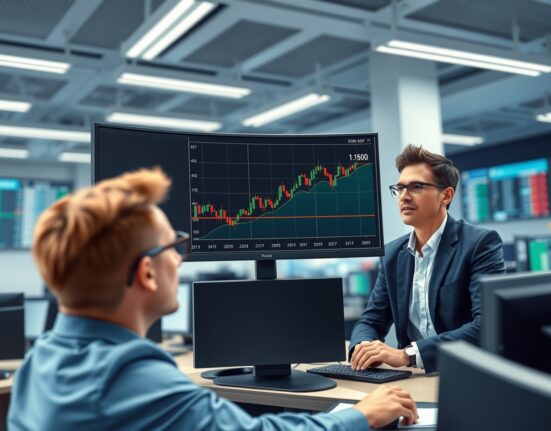 Forex traders analyzing the EUR/USD pair's rise toward the 1.1700 level on a market monitor.