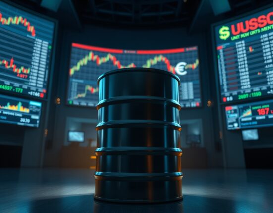 EUR/USD chart and oil barrel illustration representing Dollar support from higher oil prices, based on Societe Generale analysis.