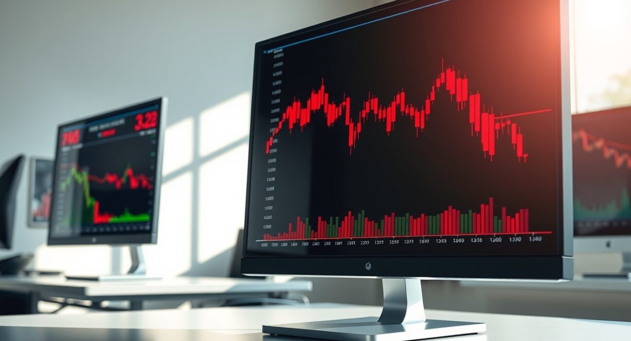 EUR/USD exchange rate chart showing downward trend amid energy market volatility on trading terminal