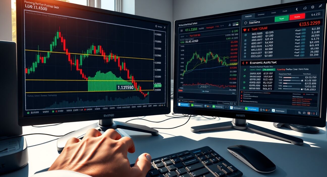 EUR/USD forex trading analysis showing bearish trend near 1.1550 support level