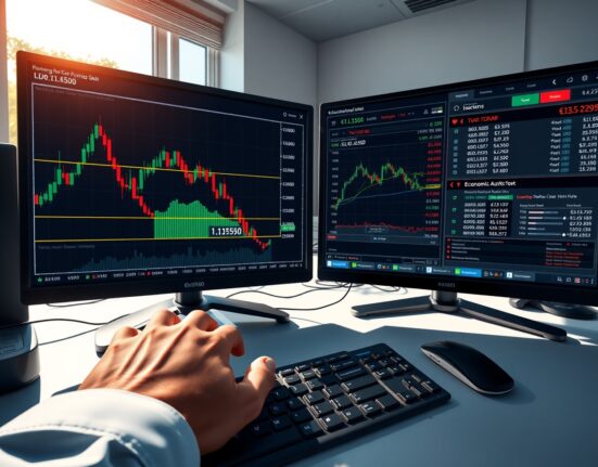 EUR/USD forex trading analysis showing bearish trend near 1.1550 support level