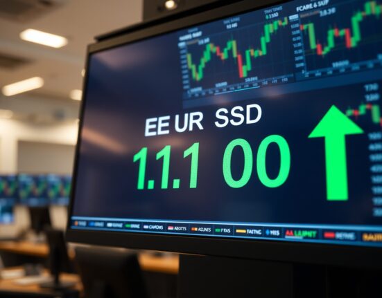 EUR/USD price forecast showing bullish potential above 1.1700 support level on trading screen