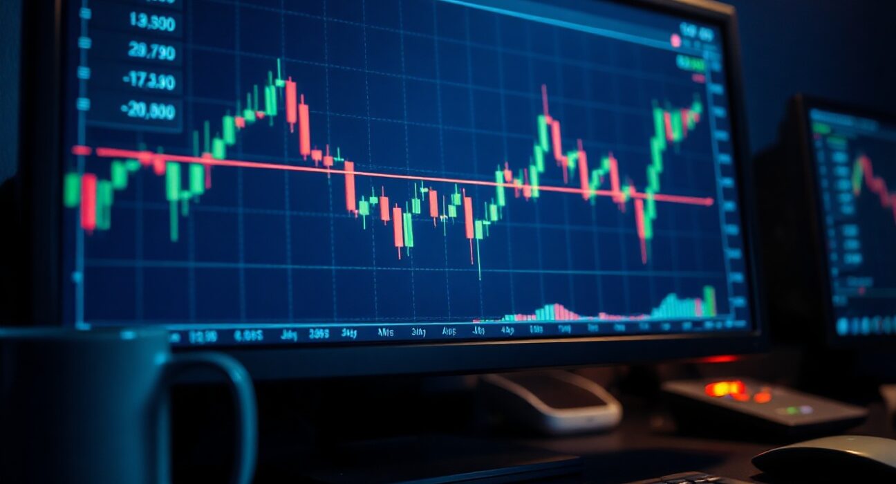 EUR/USD forex chart showing 20-day EMA resistance line on trading screen