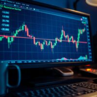 EUR/USD forex chart showing 20-day EMA resistance line on trading screen