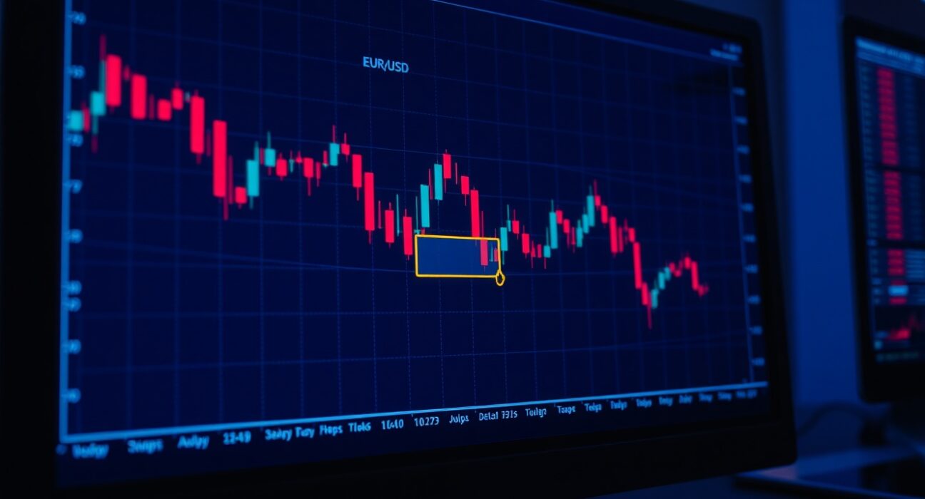 EUR/USD bearish flag breakdown on trading chart