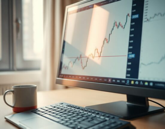 EUR/USD candlestick chart with 100-day SMA on a trading screen