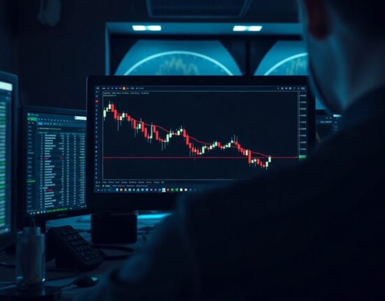 EUR/USD chart approaching downward trendline breakout on trading screen